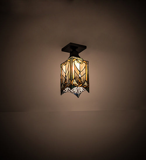 One Light Flushmount from the Cottage Mission collection in Timeless Bronze finish