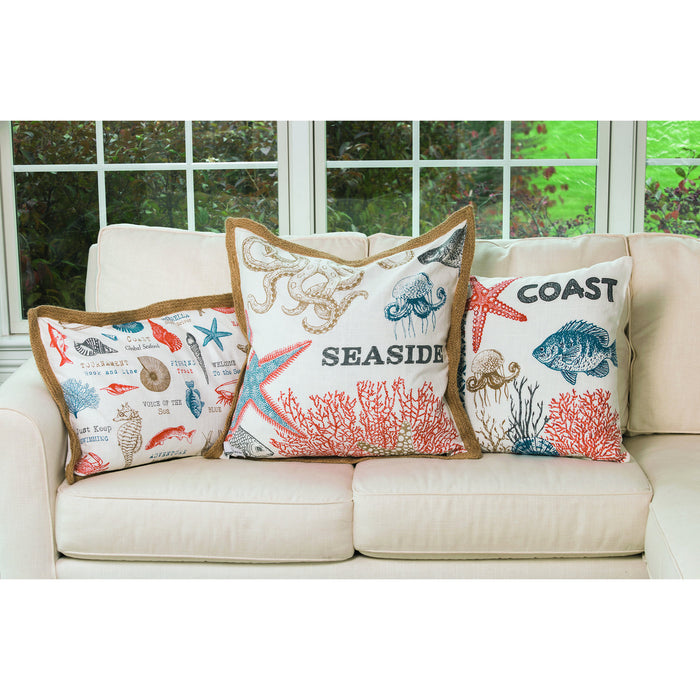 Pillow from the Great Reef collection in Coral, Crema, Turquoise, Crema, Turquoise finish