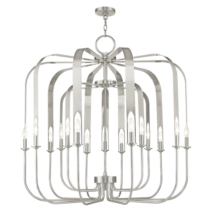 15 Light Foyer Chandelier from the Addison collection in Brushed Nickel finish