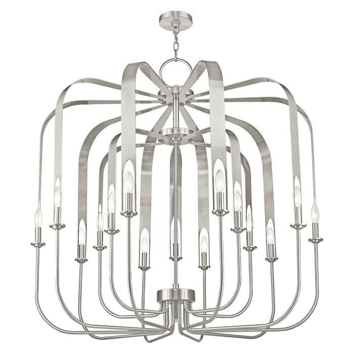15 Light Foyer Chandelier from the Addison collection in Brushed Nickel finish