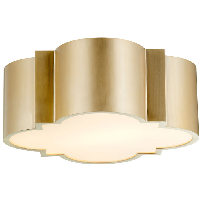 Two Light Ceiling Mount in Aged Brass finish