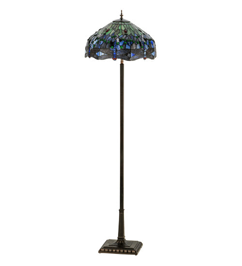 Four Light Floor Lamp from the Tiffany Hanginghead Dragonfly collection in Mahogany Bronze finish