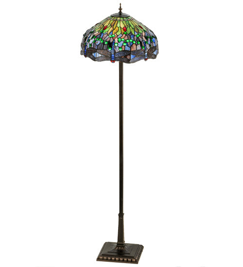 Four Light Floor Lamp from the Tiffany Hanginghead Dragonfly collection in Mahogany Bronze finish