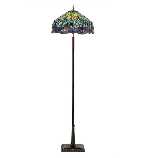 Four Light Floor Lamp from the Tiffany Hanginghead Dragonfly collection in Mahogany Bronze finish