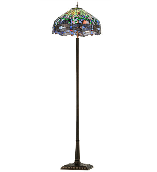 Four Light Floor Lamp from the Tiffany Hanginghead Dragonfly collection in Mahogany Bronze finish