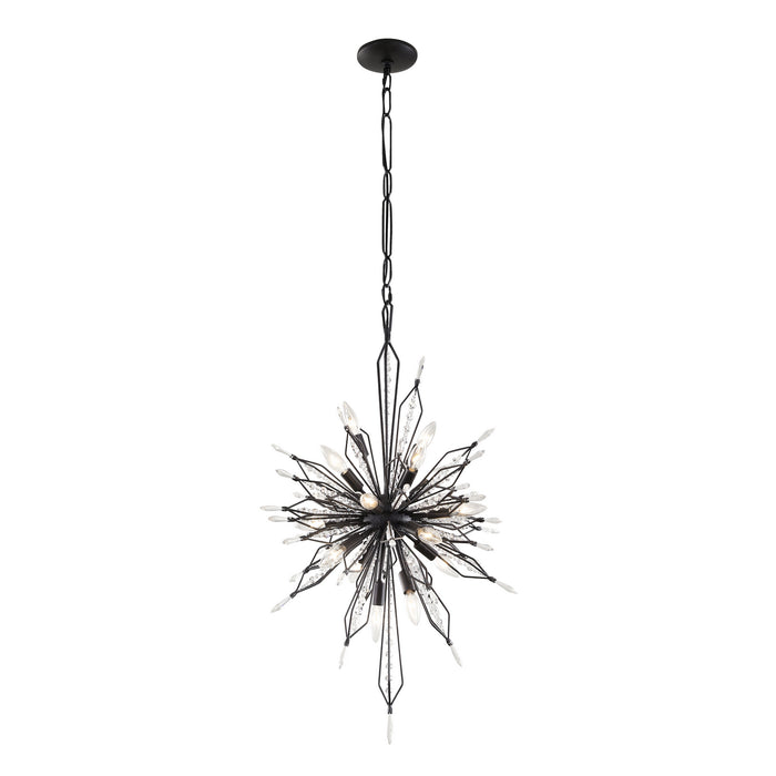 16 Light Foyer Pendant from the Orbital collection in Carbon finish
