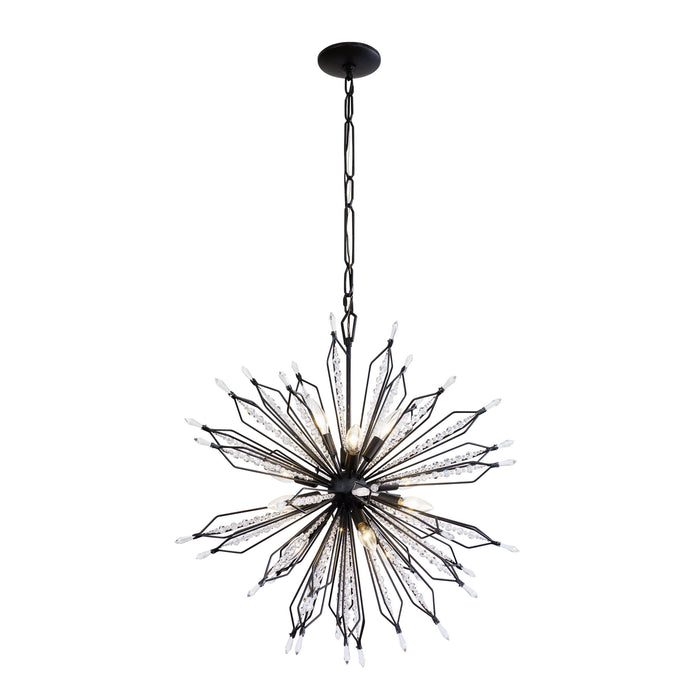 12 Light Pendant from the Orbital collection in Carbon finish