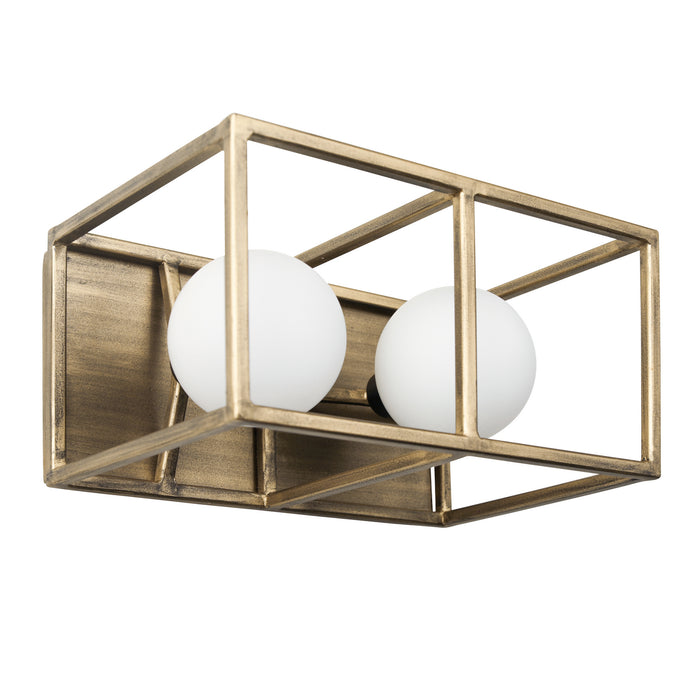 Two Light Bath from the Plaza collection in Havana Gold/Carbon finish
