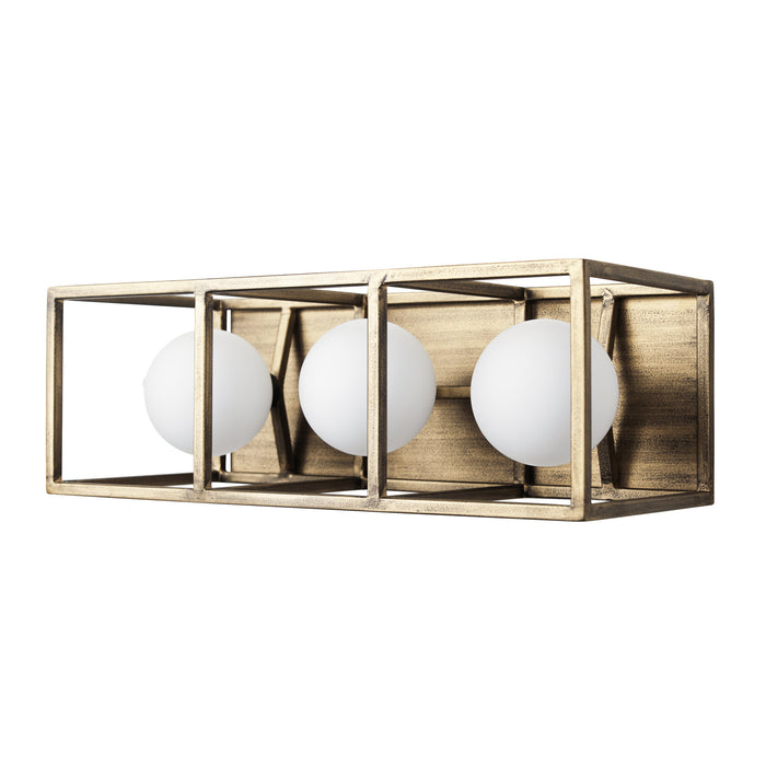 Three Light Bath from the Plaza collection in Havana Gold/Carbon finish