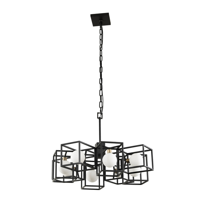 Eight Light Pendant from the Plaza collection in Carbon/Havana Gold finish