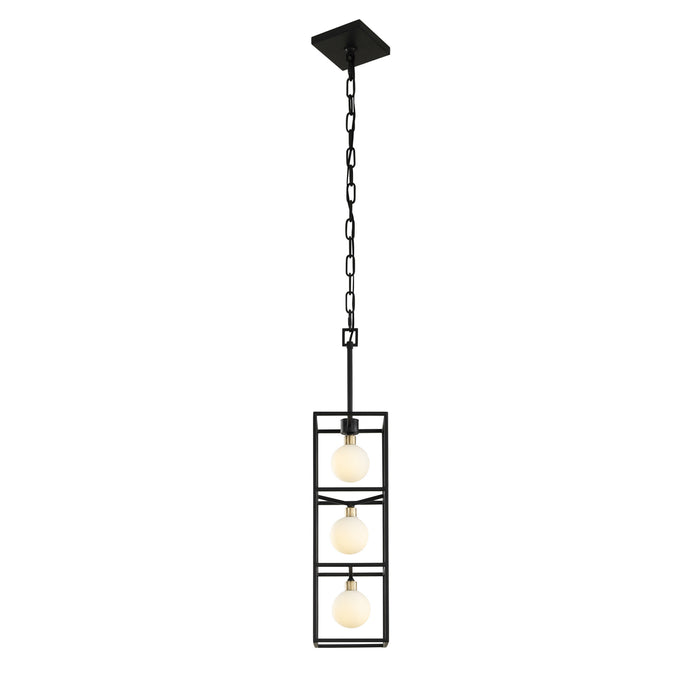 Three Light Foyer Pendant from the Plaza collection in Carbon/Havana Gold finish