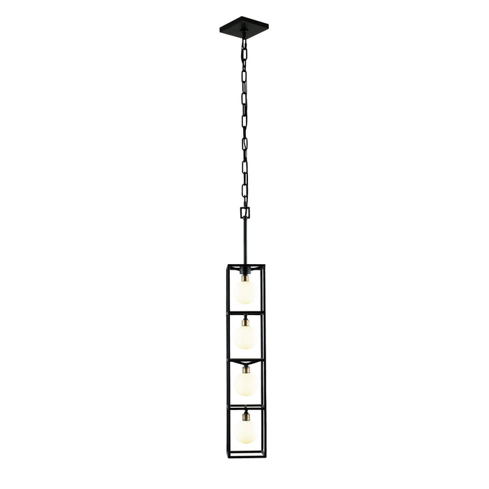 Four Light Foyer Pendant from the Plaza collection in Carbon/Havana Gold finish