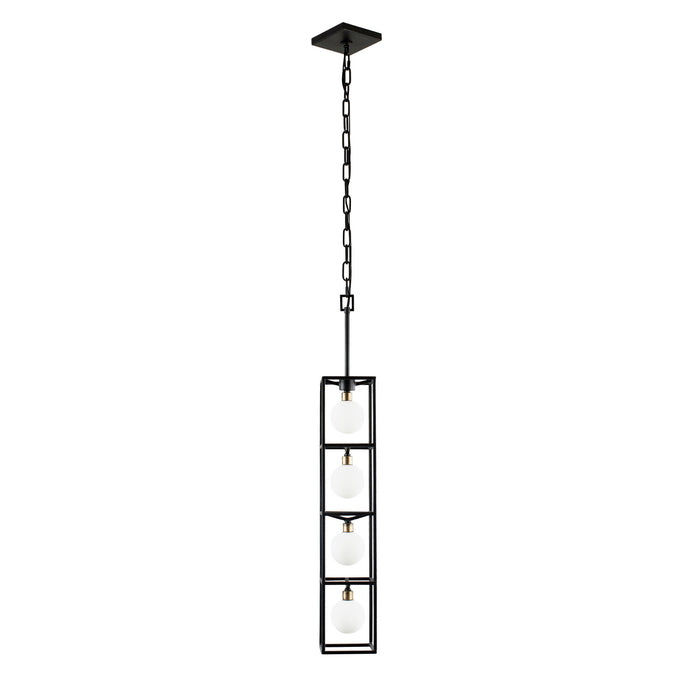 Four Light Foyer Pendant from the Plaza collection in Carbon/Havana Gold finish