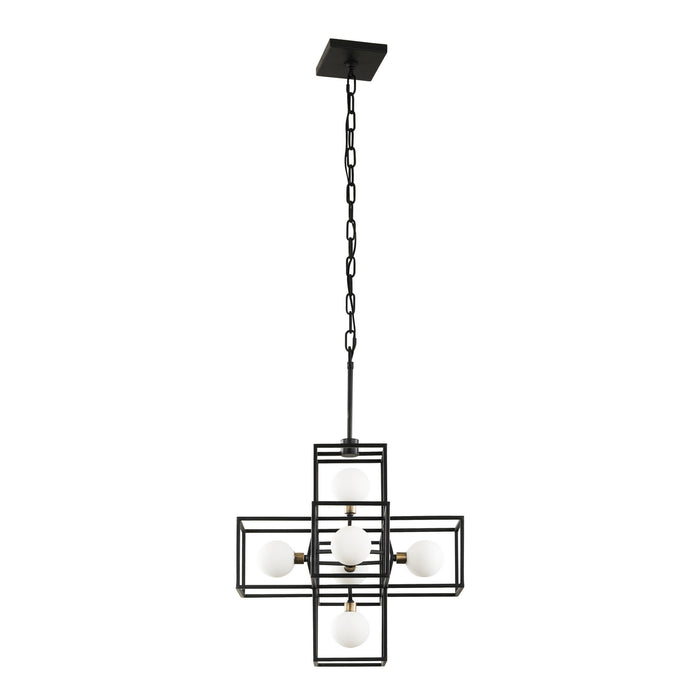Six Light Pendant from the Plaza collection in Carbon/Havana Gold finish