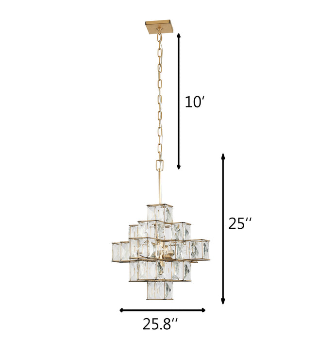 Six Light Chandelier from the Cubic collection in Calypso Gold finish