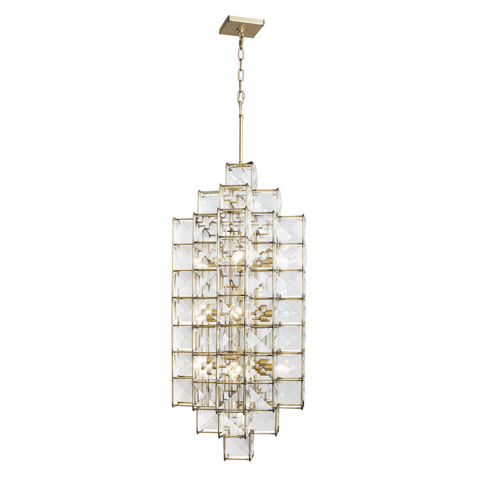 14 Light Foyer Pendant from the Cubic collection in Calypso Gold finish