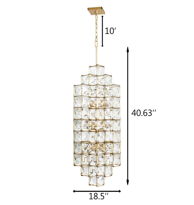 14 Light Foyer Pendant from the Cubic collection in Calypso Gold finish