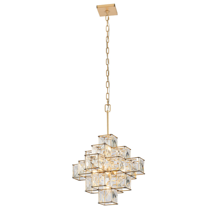 Six Light Pendant from the Cubic collection in Calypso Gold finish