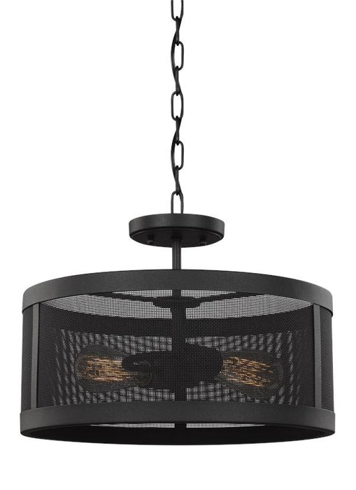 Two Light Semi-Flush Convertible Pendant from the Gereon collection in Black finish