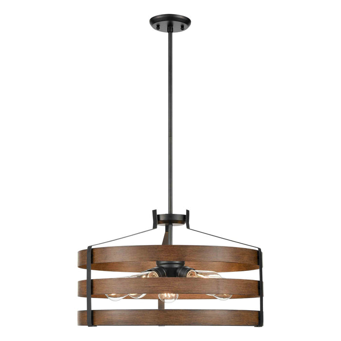 Five Light Pendant from the Fort Garry collection in Graphite/Ironwood On Metal finish