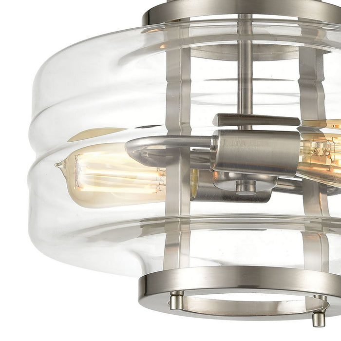 Two Light Semi Flush Mount from the Rover collection in Satin Nickel finish