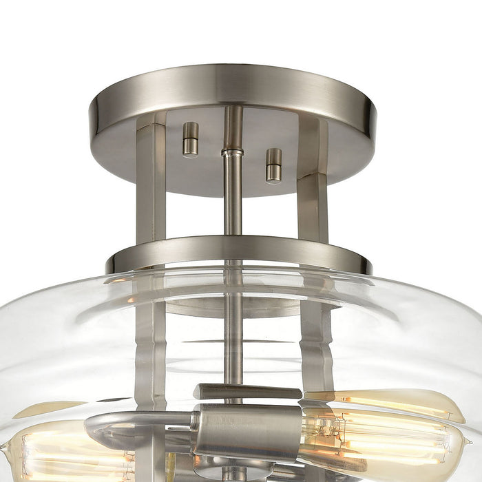 Two Light Semi Flush Mount from the Rover collection in Satin Nickel finish