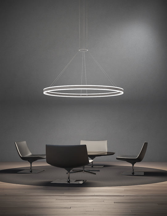 LED Pendant from the Double Corona™ collection in Bright Satin Aluminum finish