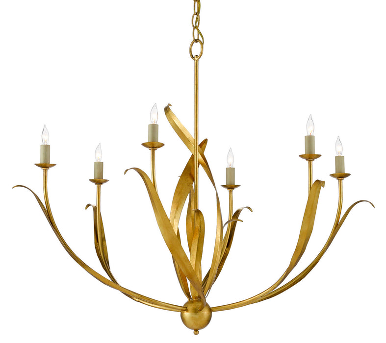 Six Light Chandelier in Antique Gold Leaf finish