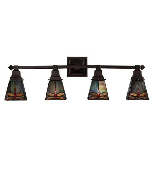 Four Light Vanity from the Prairie Dragonfly collection in Mahogany Bronze finish
