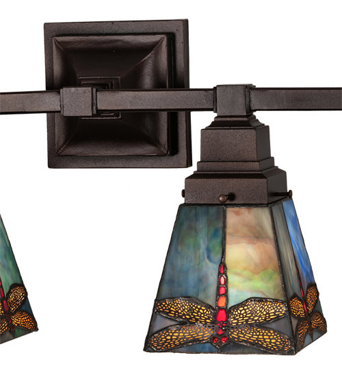 Four Light Vanity from the Prairie Dragonfly collection in Mahogany Bronze finish