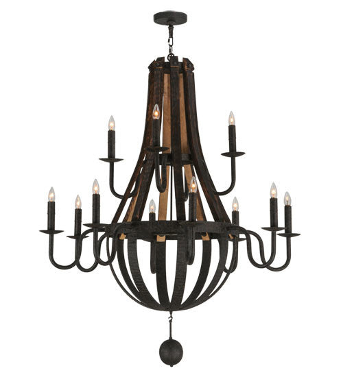 12 Light Chandelier from the Barrel Stave collection in Coffee Bean finish