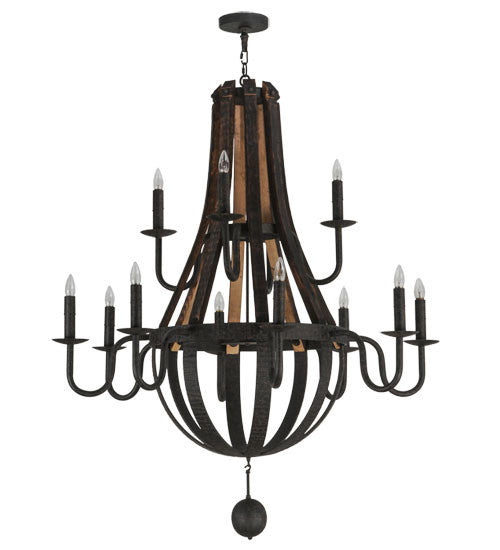 12 Light Chandelier from the Barrel Stave collection in Coffee Bean finish