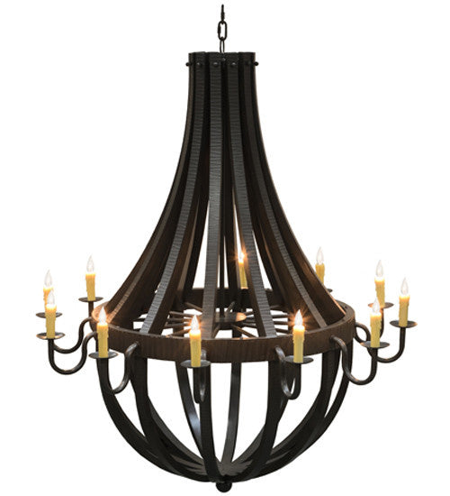 12 Light Chandelier from the Barrel Stave collection in Timeless Bronze finish