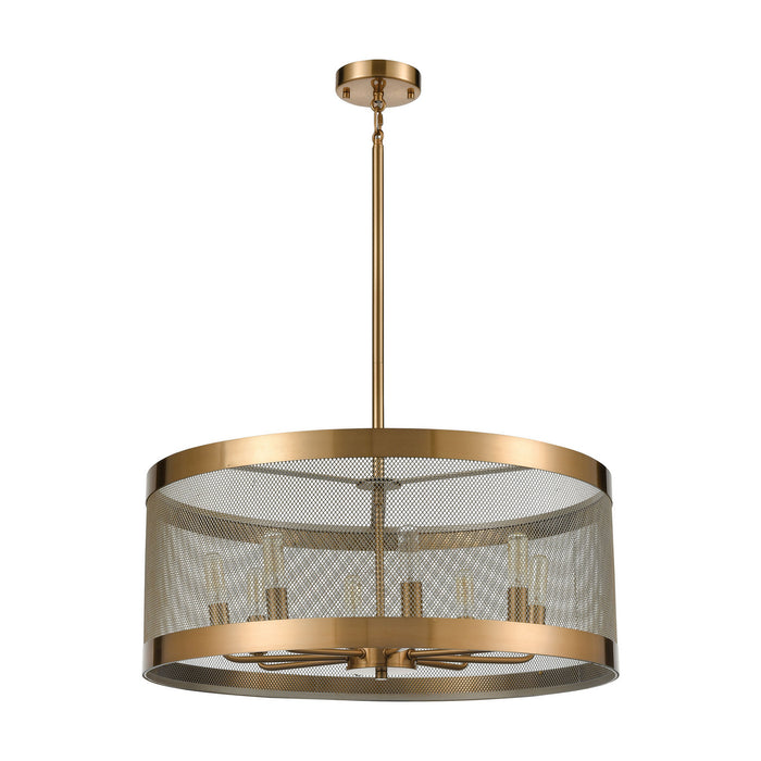 Eight Light Chandelier from the Line in the Sand collection in Satin Brass finish