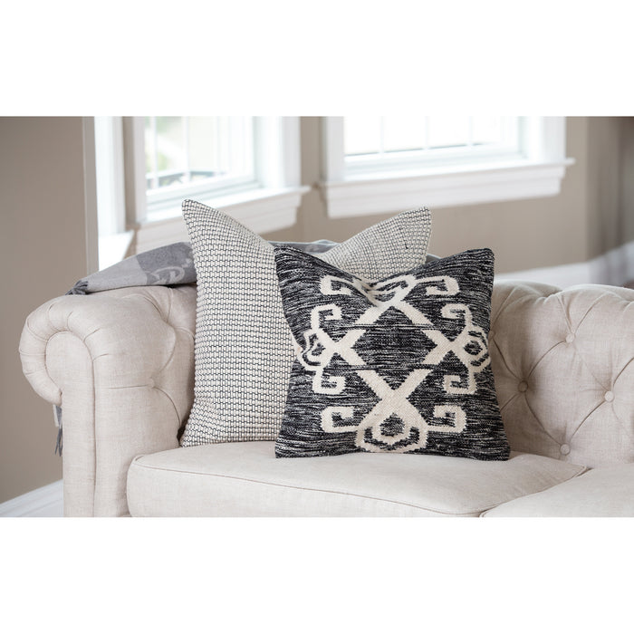 Pillow from the Sangwa collection in Distressed Black, White, White finish