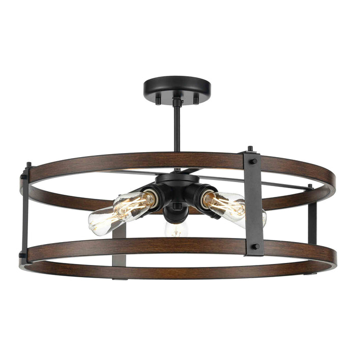 Five Light Dual Mount from the Oakhurst collection in Graphite/Ironwood On Metal finish