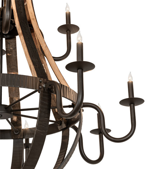 12 Light Chandelier from the Barrel Stave collection in Natural Wood,Oil Rubbed Bronze finish