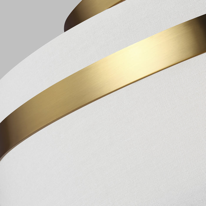 Three Light Semi-Flush Mount from the Cordtlandt collection in Burnished Brass finish