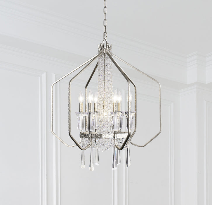Seven Light Pendant from the Barcelona collection in Transcend Silver finish