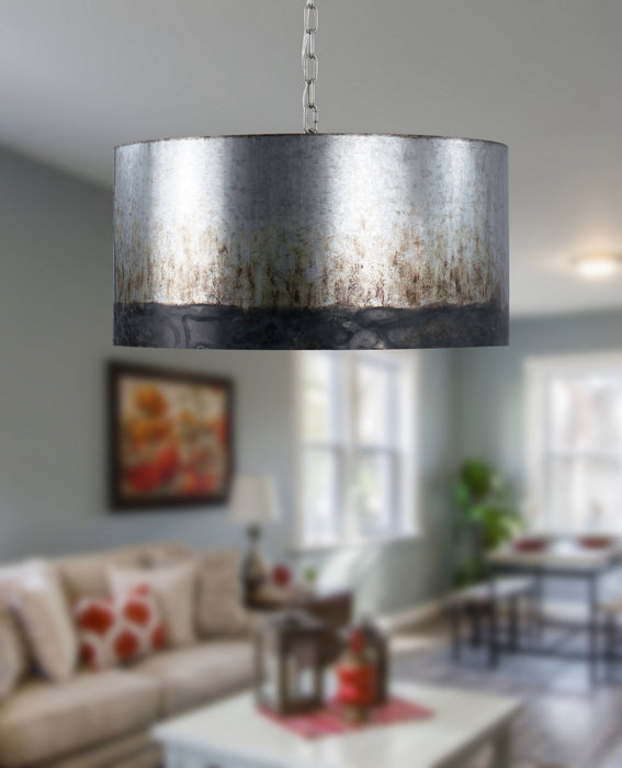 Four Light Pendant from the Cannery collection in Ombre Galvanized finish
