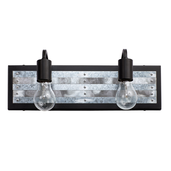 Two Light Bath from the Abbey Rose collection in Black/Galvanized finish
