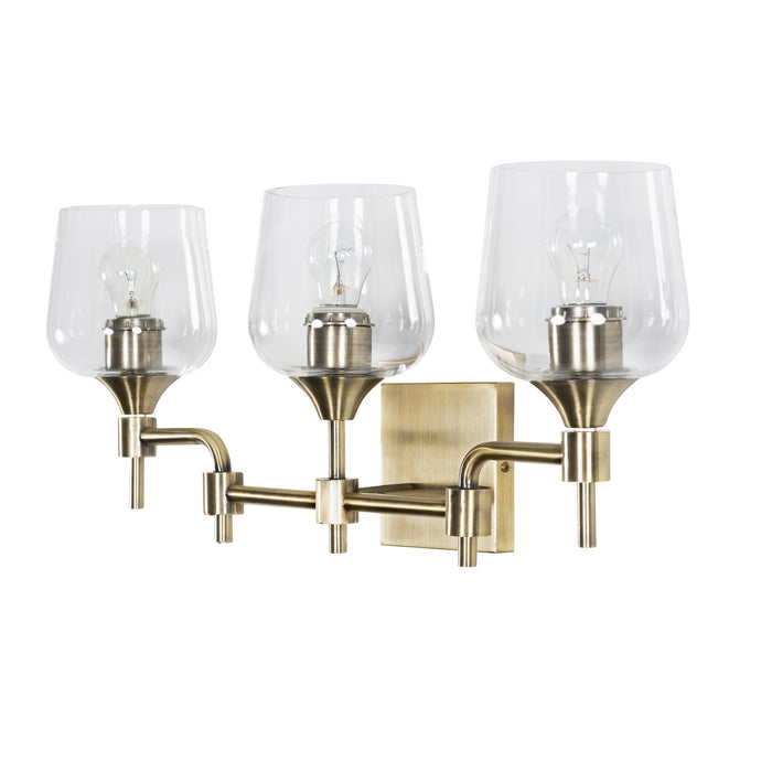 Three Light Bath from the Margaux collection in Antique Brass finish