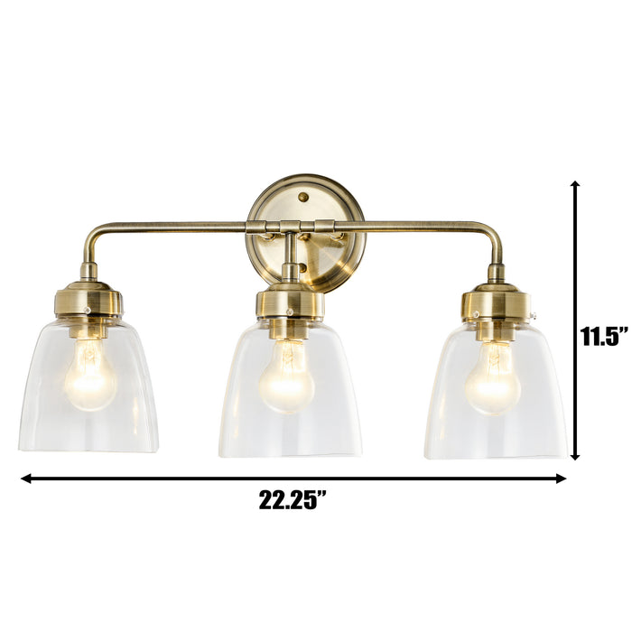 Three Light Bath from the Helena collection in Antique Brass finish