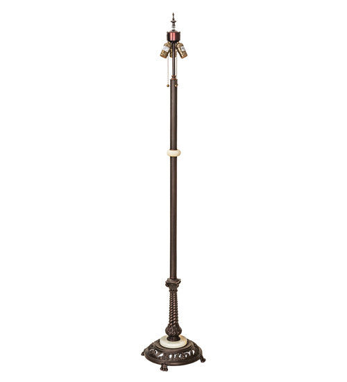 Three Light Floor Lamp from the Tiffany Wisteria collection in Mahogany Bronze finish