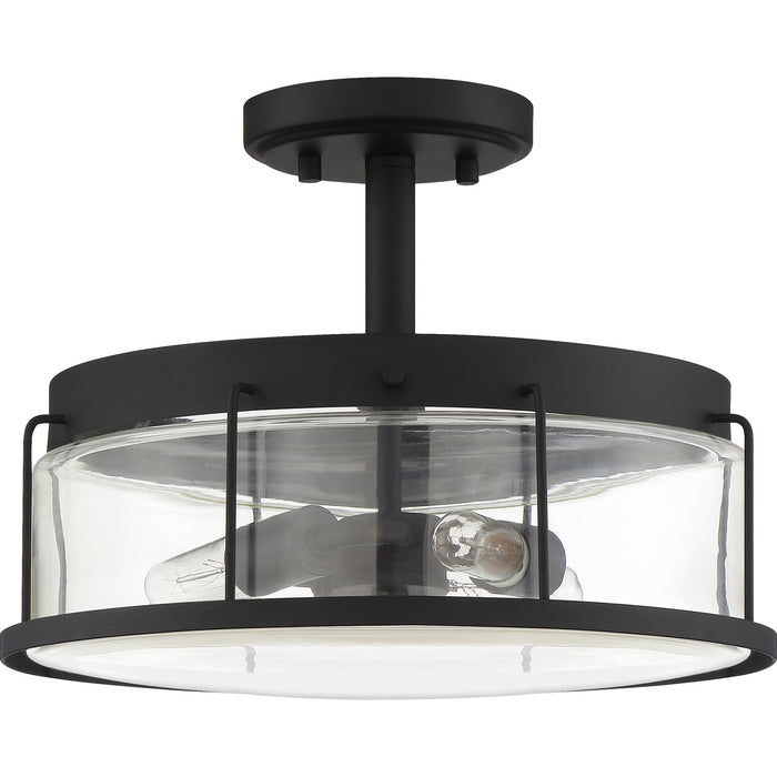 Three Light Semi Flush Mount from the Ludlow collection in Earth Black finish