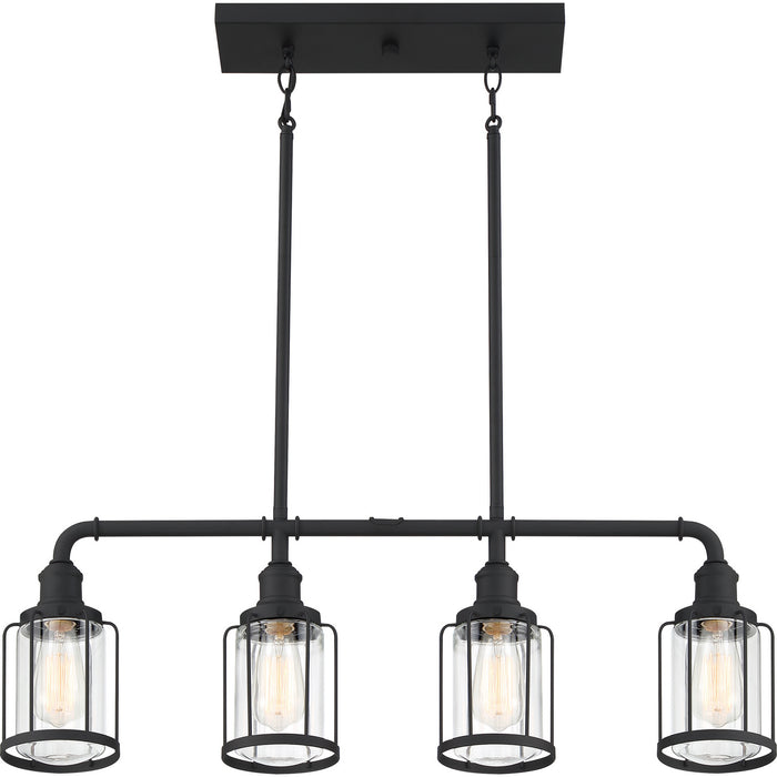 Four Light Linear Chandelier from the Ludlow collection in Earth Black finish