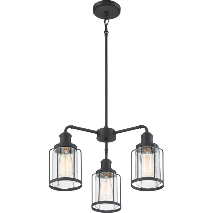 Three Light Chandelier from the Ludlow collection in Earth Black finish