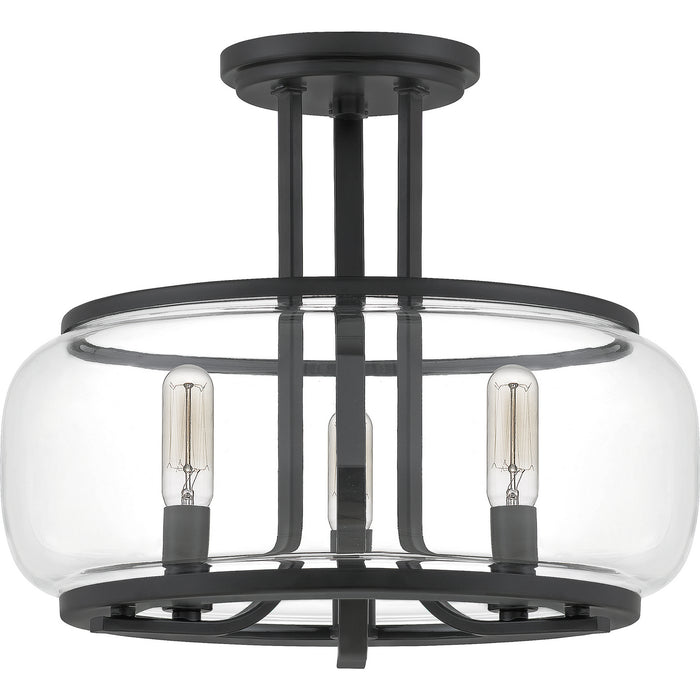 Three Light Semi Flush Mount from the Pruitt collection in Matte Black finish