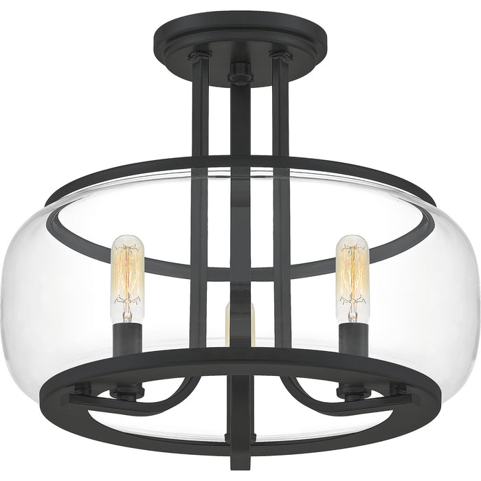 Three Light Semi Flush Mount from the Pruitt collection in Matte Black finish
