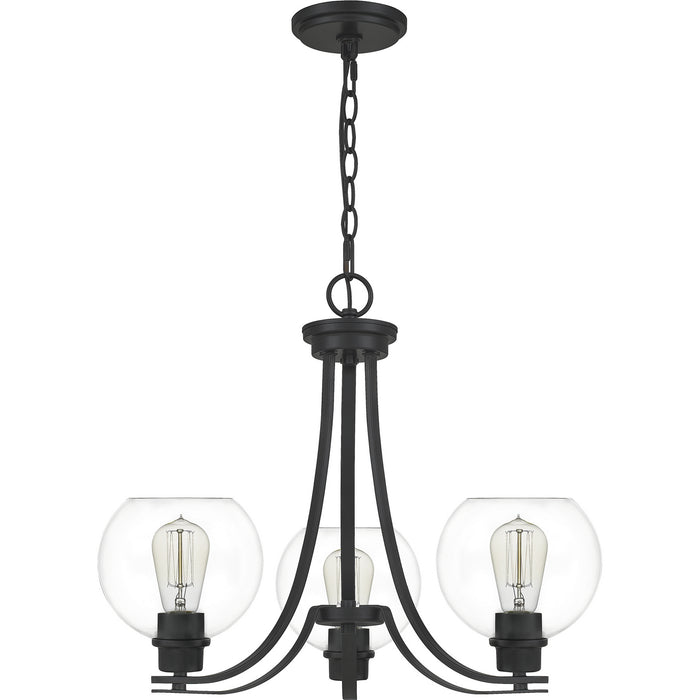 Three Light Chandelier from the Pruitt collection in Matte Black finish
